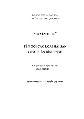 Luận văn thạc sĩ tên gọi các loài hải sản vùng biển bình định