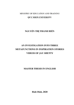 Luận văn thạc sĩ an investigation into three metafunctions in inspiration stories videos of jay shetty