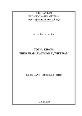 Luận văn thạc sĩ luật học tội vu khống theo pháp luật hình sự việt nam