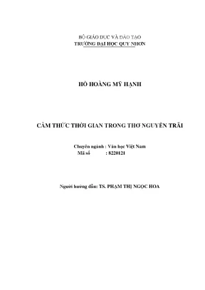 Luận văn thạc sĩ cảm thức thời gian trong thơ nguyễn trãi