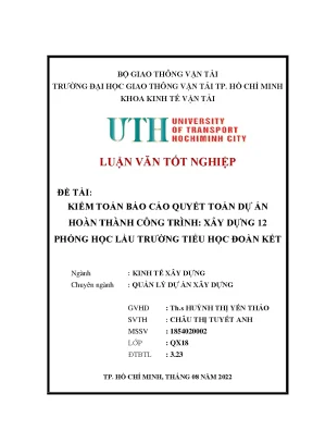 Luận văn tốt nghiệp kinh tế xây dựng kiểm toán báo cáo quyết toán dự án hoàn thành dự án xây dựng 12 phòng học lầu trường tiểu học đoàn kết huyện bù đăng tỉnh bình phước