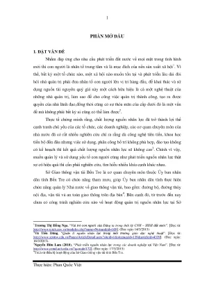 Luận văn thạc sĩ quản trị kinh doanh giải pháp hoàn thiện công tác quản trị nguồn nhân lực tại sở giao thông vận tải bến tre