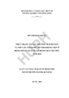 Luận văn thực trạng tai nạn thương tích do ngã và nhu cầu chăm sóc hỗ trợ kinh phí khi ra viện ở bệnh nhân cao tuổi tại bệnh viện việt đức năm 2015