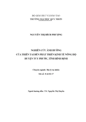 Luận văn thạc sĩ nghiên cứu ảnh hưởng của thiên tai đến phát triển kinh tế nông hộ huyện tuy phước tỉnh bình định