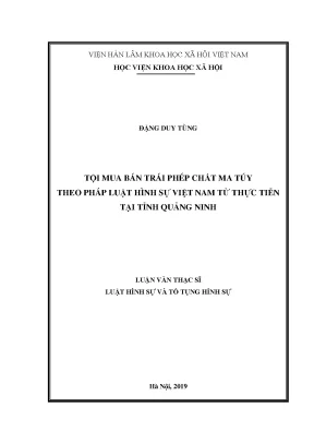 Luận văn thạc sĩ luật hình sự và tố tụng hình sự tội mua bán trái phép chất ma túy theo pháp luật hình sự việt nam từ thực tiễn tỉnh quảng ninh