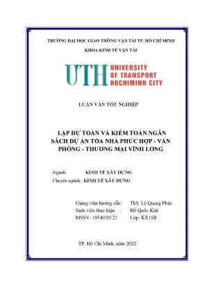 Luận văn tốt nghiệp kinh tế xây dựng lập dự toán và kiểm toán ngân sách dự án tòa nhà phức hợpvăn phòngthương mại vĩnh long