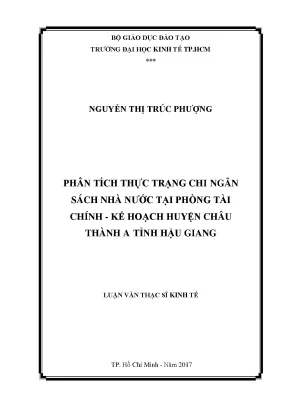 Luận văn thạc sĩ kinh tế phân tích thực trạng chi ngân sách nhà nước tại phòng tài chính kế hoạch huyện châu thành a tỉnh hậu giang