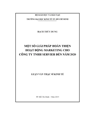 Luận văn thạc sĩ kinh tế giải pháp hoàn thiện hoạt động marketing cho công ty tnhh servier đến năm 2020