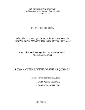 Luận án tiến sĩ đổi mới tổ chức quản trị các doanh nghiệp có ứng dụng thương mại điện tử tại việt nam