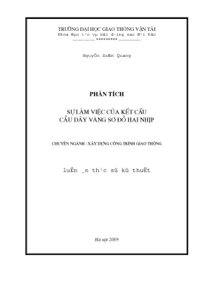 Sự làm việc của kết cấu cầu dây văng sơ đồ hai nhịp luận án thạc sĩ khoa học kỹ thuật chuyên ngành xây dựng công trình giao thông ch k8