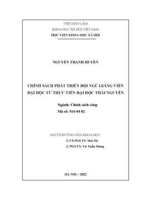 Luận án tiến sĩ chính sách công chính sách phát triển đội ngũ giảng viên đại học từ thực tiễn đại học thái nguyên