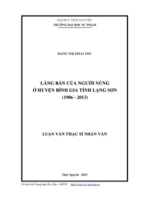 Luận văn thạc sĩ làng bản của người nùng ở huyện bình gia tỉnh lạng sơn 1986 2013