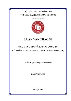 Luận văn thạc sĩ ứng dụng bsc và kpi tại công ty cổ phần winning co thời trang format
