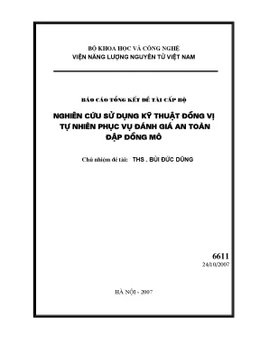 Luận văn nghiên cứu sử dụng kỹ thuật đồng vị tự nhiên phục vụ đánh giá an toàn đập đồng mô