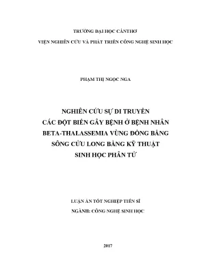 Luận án tiến sĩ nghiên cứu sự di truyền các đột biến gây bệnh ở bệnh nhân beta thalassemia vùng đồng bằng sông cửu long bằng kỹ thuật sinh học phân tử