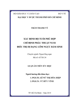 Luận án tiến sĩ xác định độ tuổi phù hợp chỉ định phẫu thuật nuss điều trị dị dạng lõm ngực bẩm sinh