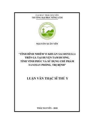 Luận văn thạc sĩ tình hình nhiễm vi khuẩn salmonelia trên gà tại huyện tam dương tỉnh vĩnh phúc và sử dụng chế phẩm nanosan phòng trị bệnh
