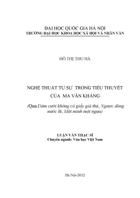 Luận văn thạc sĩ nghệ thuật tự sự trong tiểu thuyết của ma văn kháng