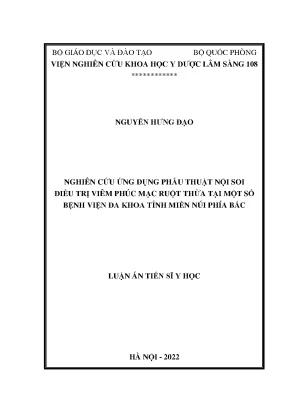 Luận án tiến sĩ nghiên cứu ứng dụng phẫu thuật nội soi điều trị viêm phúc mạc ruột thừa tại một số bệnh viện đa khoa tỉnh miền núi phía bắc