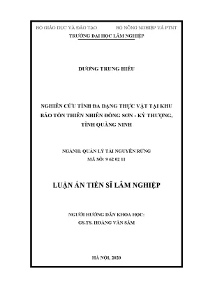 Luận án tiến sĩ lâm nghiệp nghiên cứu tính đa dạng thực vật tại khu bảo tồn thiên nhiên đồng sơn kỳ thượng tỉnh quảng ninh