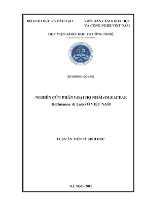 Luận án tiến sỹ sinh học nghiên cứu phân loại họ nhài oleaceae hoffmanns link ở việt nam