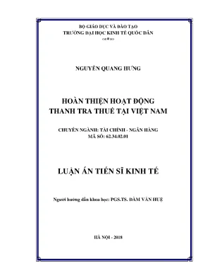 Luận án tiến sĩ hoàn thiện hoạt động thanh tra thuế tại việt nam