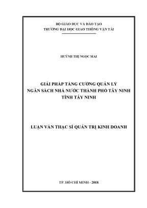 Giải pháp tăng cường quản lý ngân sách nhà nước thành phố tây ninh tỉnh tây ninh luận văn thạc sĩ chuyên ngành quản trị kinh doanh
