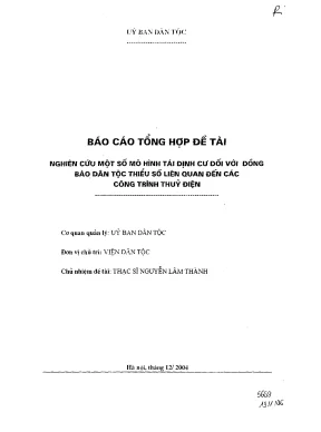 Luận văn nghiên cứu một số mô hình tái định cư đối với đồng bào dân tộc thiểu số liên quan đến các công trình thủy điện