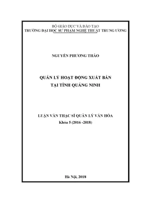 Luận văn thạc sĩ quản lý hoạt động xuất bản tại tỉnh quảng ninh