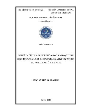 Luận án tiến sĩ nghiên cứu thành phần hóa học và hoạt tính sinh học của loài zanthoxylum nitidum thuộc họ rutaceae ở việt nam