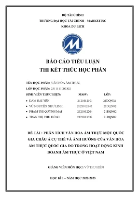 Tiểu luận văn hóa ẩm thực