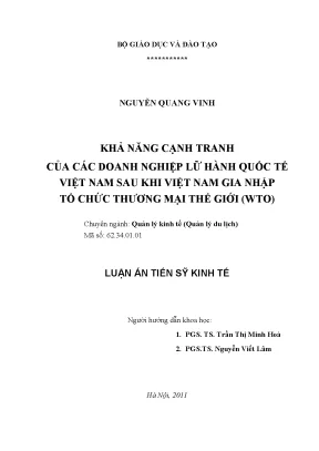 Luận án tiến sĩ khả năng cạnh tranh của các doanh nghiệp lữ hành quốc tế việt nam sau khi việt nam gia nhập tổ chức thương mại thế giới wto