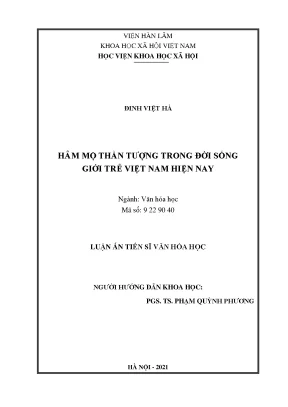 Luận án tiến sĩ văn hóa học hâm mộ thần tượng trong đời sống giới trẻ việt nam hiện nay