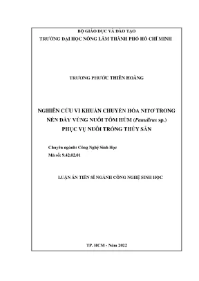 Luận án tiến sĩ nghiên cứu vi khuẩn chuyển hóa nitơ trong nền đáy vùng nuôi tôm hùm panulirus sp phục vụ nuôi trồng thủy sản