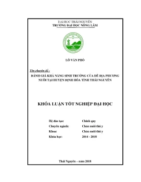 Luận văn đánh giá khả năng sinh trưởng của dê địa phương nuôi tại huyện định hóa tỉnh thái nguyên