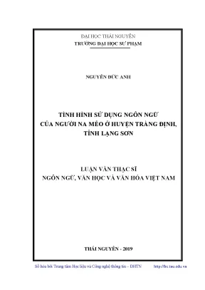 Luận văn thạc sĩ tình hình sử dụng ngôn ngữ của người na mẻo ở huyện tràng định tỉnh lạng sơn