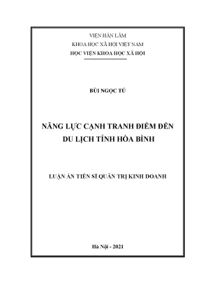 Luận án tiến sĩ quản trị kinh doanh năng lực cạnh tranh điểm đến du lịch tỉnh hòa bình