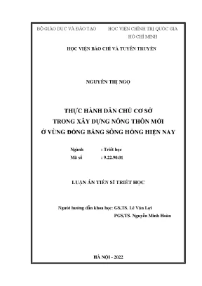 Luận án tiến sĩ triết học thực hành dân chủ cơ sở trong xây dựng nông thôn mới ở vùng đồng bằng sông hồng hiện nay