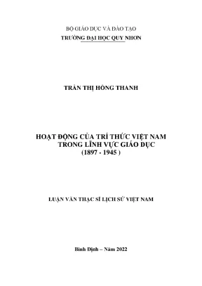 Luận văn thạc sĩ hoạt động của trí thức việt nam trong lĩnh vực giáo dục 1897 1945