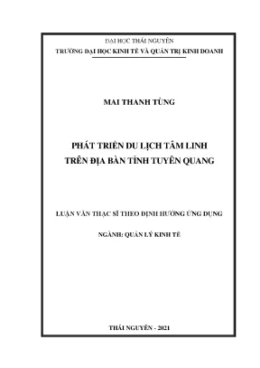 Luận văn thạc sĩ phát triển du lịch tâm linh trên địa bàn tỉnh tuyên quang