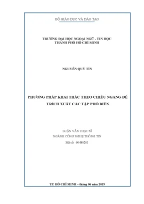 Luận văn thạc sĩ phương pháp khai thác theo chiều ngang để trích xuất các tập phổ biến