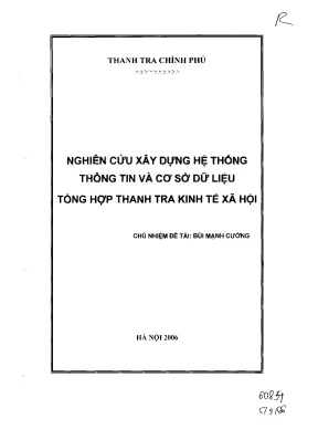 Luận văn nghiên cứu xây dựng hệ thống thông tin và cơ sở dữ liệu tổng hợp thanh tra kinh tế xã hội