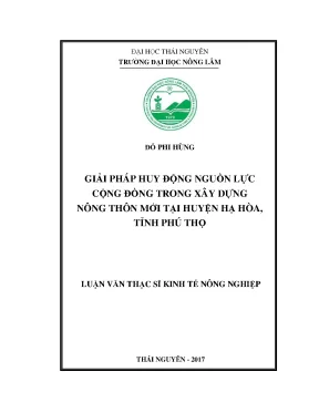Luận văn thạc sĩ giải pháp huy động nguồn lực cộng đồng trong xây dựng ntm tại huyện hạ hòa tỉnh phú thọ