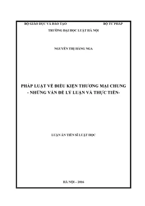 Luận án tiến sĩ pháp luật về điều kiện thương mại chung những vấn đề lý luận và thực tiễn