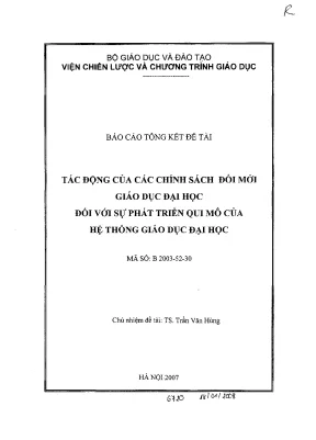 Luận văn tác động của chính sách đổi mới giáo dục đại học đối với sự phát triển quy mô của hệ thống giáo dục đại học