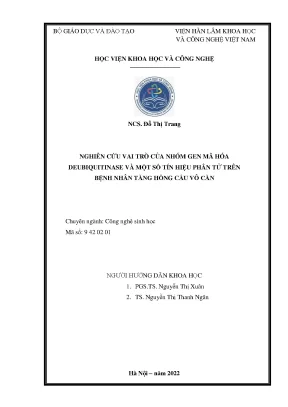 Luận án tiến sĩ sinh học nghiên cứu vai trò của nhóm gen mã hóa deubiquitinase và một số tín hiệu phân tử trên bệnh nhân tăng hồng cầu vô căn