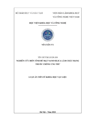 Luận án tiến sĩ khoa học vật liệu nghiên cứu biến tính bề mặt nano silica làm chất mang thuốc chống ung thư