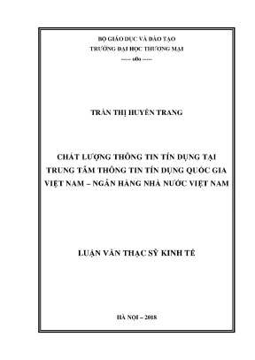 Luận văn thạc sĩ chất lượng thông tin tín dụng tại trung tâm thông tin tín dụng quốc gia ngân hàng nhà nước việt nam