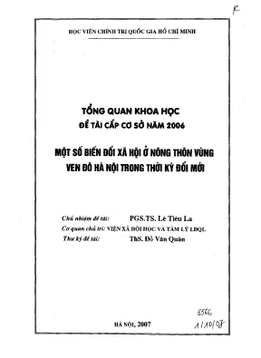 Luận văn một số biến đổi xã hội ở nông thôn vùng ven đô thị hà nội trong thời kỳ đổi mới