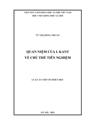 Luận án tiễn sĩ triết học quan niệm của i kant về chủ thể tiên nghiệm